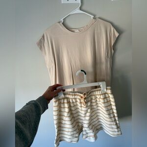 C&C California Cream and Gold Striped Women Shorts